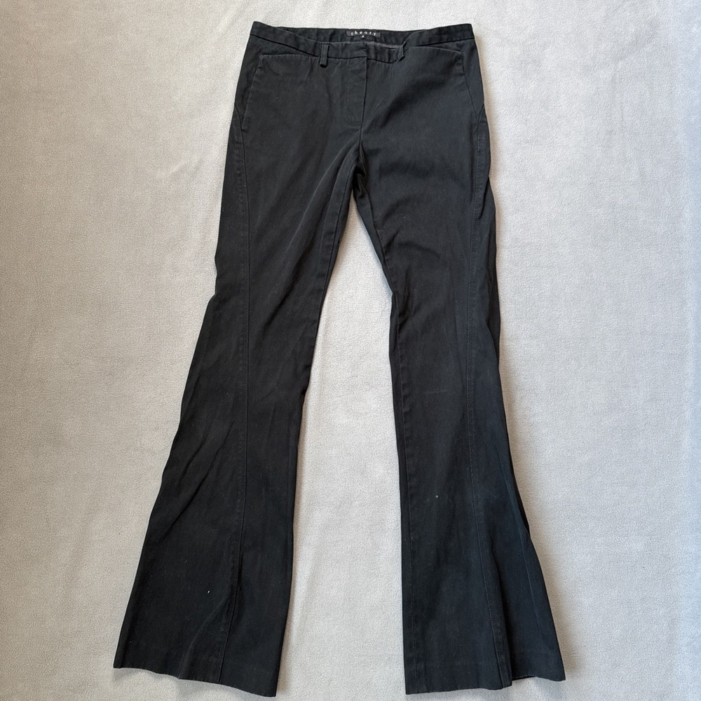Theory Pants Womens 6 Black Twill Low Rise Flare Bareback Western Cowboy